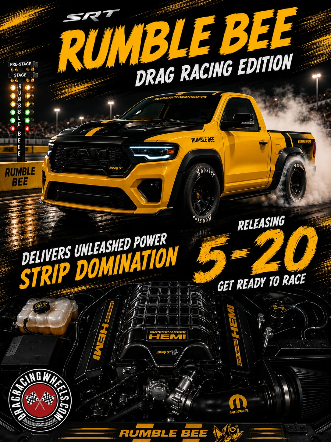Final 2-Door DragRacingWheels Watermarked Ram 1500 SRT Rumble Bee Drag Racing on Drag Tires.webp