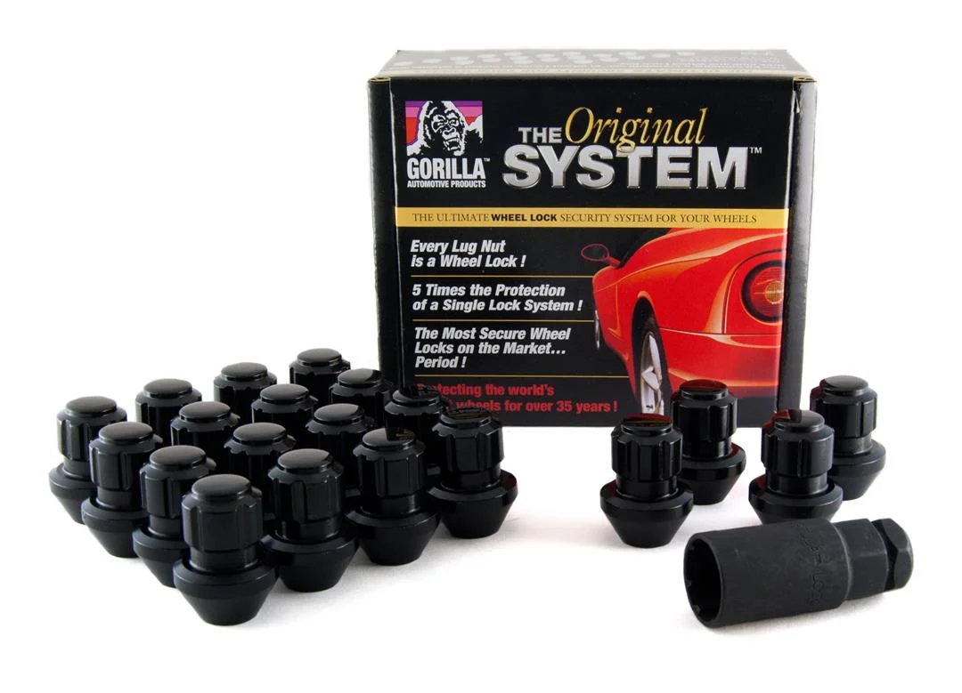 Gorilla Factory OEM Style Bulge 14mm x 1.50 Thread Black Chrome Locking Lug Nuts (Set of 20